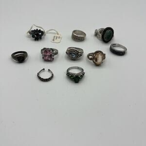 Lot Of 11 Sterling Silver Rings For Scrap Repair Craft Parts DAMAGED AS IS